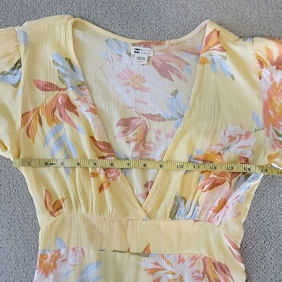 Billabong One and Only Yellow Floral Short Sleeve Dress - Size Small - Picture 7 of 14